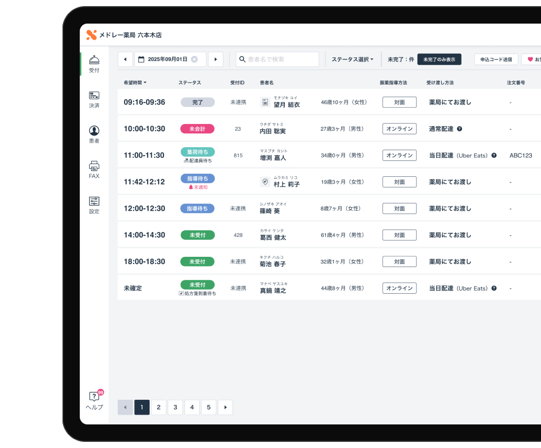 MEDIXSかかりつけ支援での受付通知